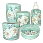 Kit Higiene De Banheiro 5 Peças De Porcelana Pintado À Mão Az