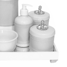 Kit Higiene Espelho Completo Garrafa E Capa Provençal Prata