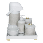 Kit Higiene Espelho Garrafa E Capa Flor De Liz Dourado