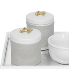 Kit Higiene Espelho Pote Molhadeira Capa Flor De Liz Dourado