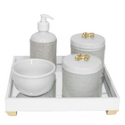 Kit Higiene Espelho Pote, Molhadeira E Capa Flor De Liz Doura