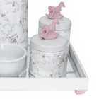 Kit Higiene Espelho Potes, Garrafa E Capa Cavalinho Rosa