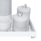 Kit Higiene Espelho Potes, Garrafa E Capa Passarinho Prata