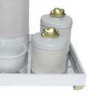 Kit Higiene Espelho Potes, Garrafa, Molhadeira E Capa Nuvem