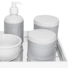 Kit Higiene Espelho Potes Molhadeira Porta Álcool Capa Prata