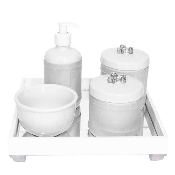 Kit Higiene Espelho Potes, Molhadeira, Porta Álcool-gel E Ca