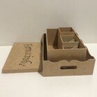 Kit Higiene Mdf Cru 1 Cesta 3 Potes 1 Caixa Farmacinha Bebê