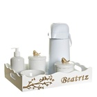 Kit Higiene Pássaros Com 6 Peças E Nome Do Bebê
