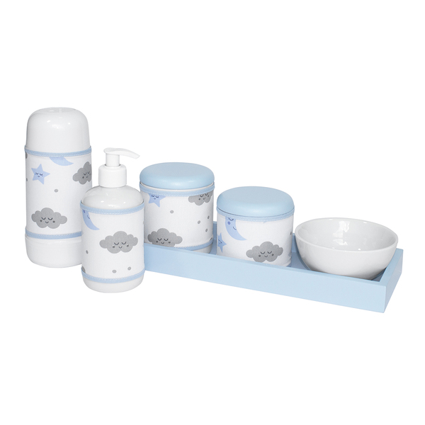 Kit Higiene Slim Azul Garrafa Pequena Capa Chuva Amor Azul