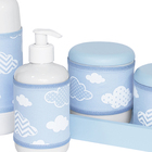 Kit Higiene Slim Azul Garrafa Pequena Nuvem Chevron Azul