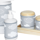 Kit Higiene Slim Pinus Garrafa Grande Nuvem Chevron Cinza