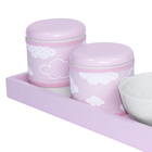 Kit Higiene Slim Rosa Capa Nuvem Chevron Rosa