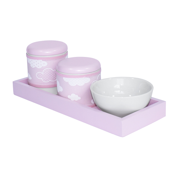 Kit Higiene Slim Rosa Capa Nuvem Chevron Rosa