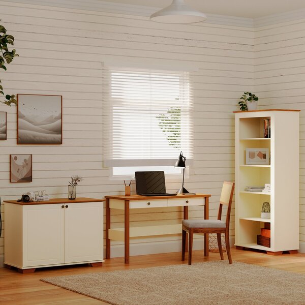 Kit Home Office 1 Mesa 120cm 2 Gavetas 1 Estante 1 Armário 2