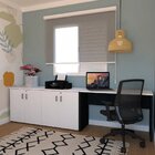 Kit Home Office Escrivaninha Balcão 4 Portas Tonal Bramov Pre