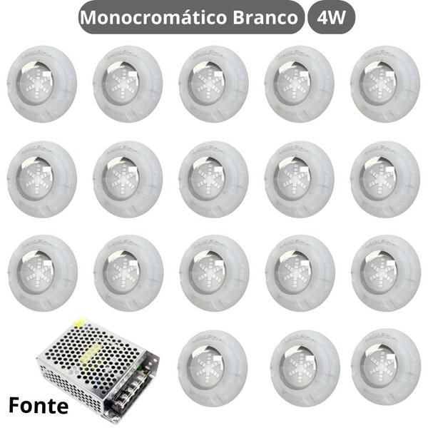 Kit Iluminação Branco Piscina 144m² 18 Leds Com Fonte Luxpool