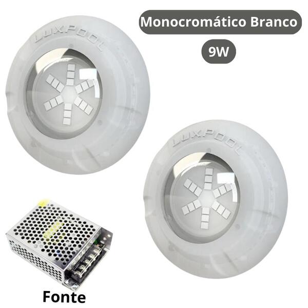 Kit Iluminação Branco Piscina 32m² 2 Leds Com Fonte Luxpool