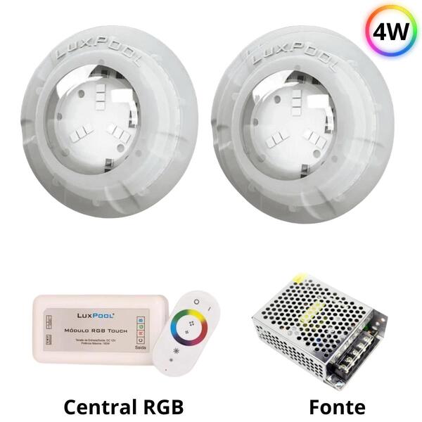 Kit Iluminação Piscina 16m² - 2 Leds - Mod Rgb Fonte Luxpool