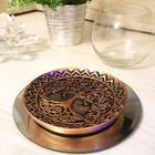 Kit Incensário De Vareta Árvore Da Vida Bandeja Bronze 12cm