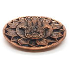 Kit Incensário Vareta Mão Hamsa Cobre Bandeja Espelhada 12cm