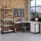 Kit Industrial 3 Peças 1 Escrivaninha Em L 1 Estante E 1 Gave