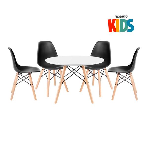 Kit Infantil - Mesa Eames Junior Branco + 4 Cadeiras Eames Ju