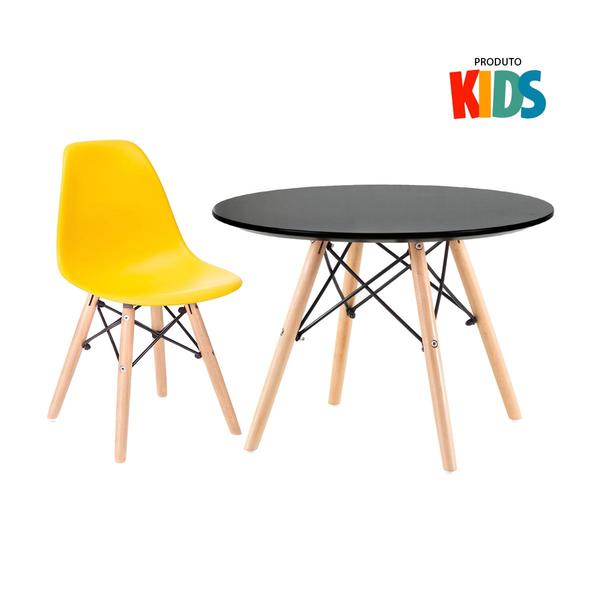 Kit Infantil - Mesa Eames Junior Preto + 1 Cadeira Eames Juni