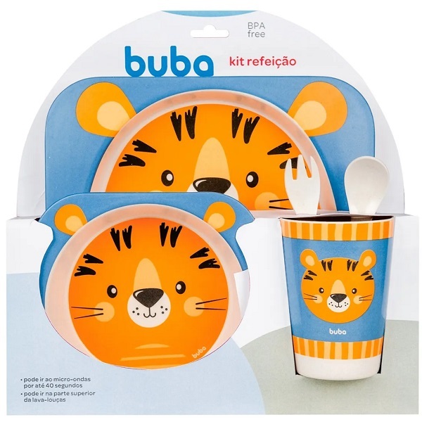 Kit Infantil Para Alimentaçao Bambu Bebe Animais 5 Pçs Buba -