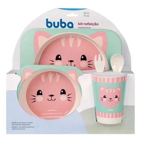 Kit Infantil Para Alimentaçao Bambu Bebe Animais 5 Pçs Buba -