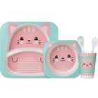 Kit Infantil Para Alimentaçao Bambu Bebe Animais 5 Pçs Buba -
