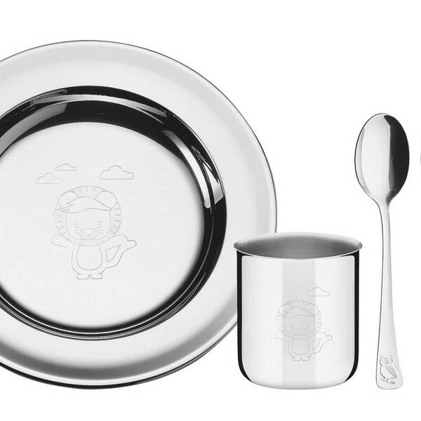 Kit Infantil Refeição Baby Friends Aço Inox 5 Peças Tramontina
