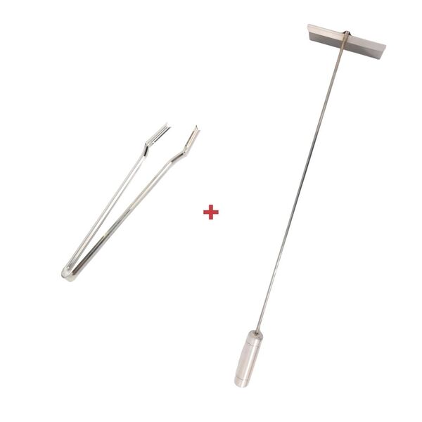 Kit Inox Pegador Carnes E Rodo Limpeza, Churrasqueira Fornos