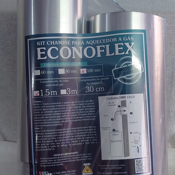 Kit Instalação Aquecedor A Gás Econoflex  D.100 X 370mm Cano