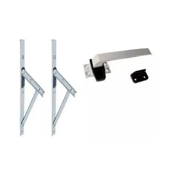 Kit Janela Maxim Ar - Braço 30cm - C/ Fecho - Madeira E Alumí