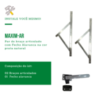 Kit Janela Maxim Ar - Braço 60cm - C/ Fecho - Madeira E Alumí