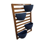 Kit Jardim Vertical 100 X 70 Com 4 Vasos Azuis