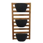 Kit Jardim Vertical 100x50 Com 3 Vasos De Parede Pretos