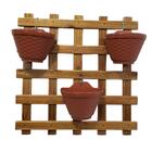 Kit Jardim Vertical 60x60cm Com 3 Vasos De Parede Marrom