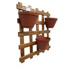 Kit Jardim Vertical 60x60cm Com 3 Vasos De Parede Marrom