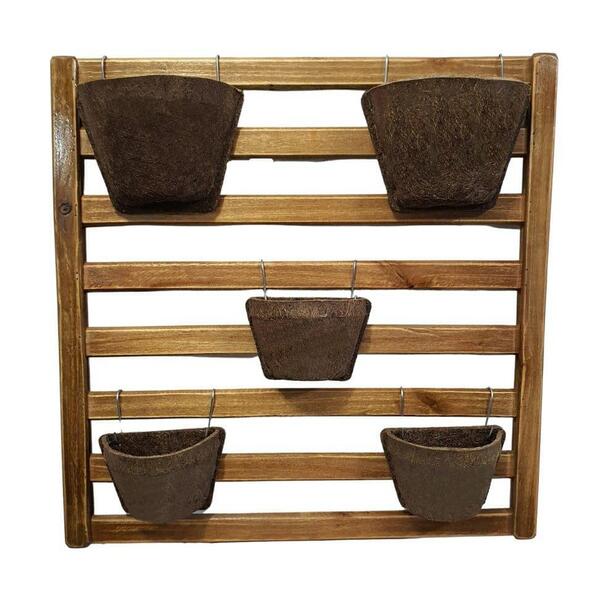 Kit Jardim Vertical 70 X 70 Com 5 Vasos De Fibra De Coco