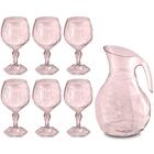 Kit Jarra 2,3l E 6 Taças 350ml Jogo De Plástico Refresco Tang