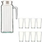 Kit Jarra De Vidro Com Tampa Branca 1,2l E 8 Copos De Vidro