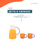 Kit Jarra De Vidro De Suco Com Alça E 2 Canecas De Vidro - Oi