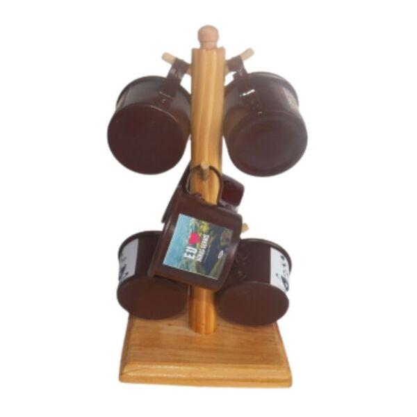 Kit Jogo 6 Canecas Marrom Pequenas Esmaltada 120 Ml Rustica