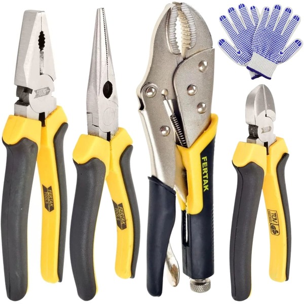 Kit Jogo Alicates Universal 8" + Meia Cana 6" + Corte Diagona