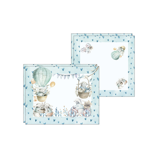 Kit Jogo Americano + Guardanapo Balão/azul Coração - 2 Peças