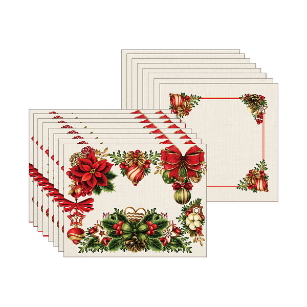 Kit Jogo Americano + Guardanapo Green Red - 8 Peças