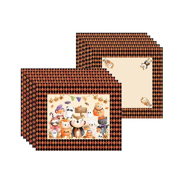 Kit Jogo Americano + Guardanapo Halloween Infantil - 6 Peças