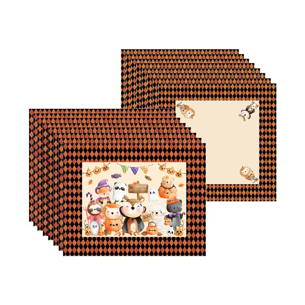 Kit Jogo Americano + Guardanapo Halloween Infantil - 8 Peças