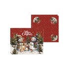 Kit Jogo Americano + Guardanapo Natal Boneco Neve Ii - 2 Peças